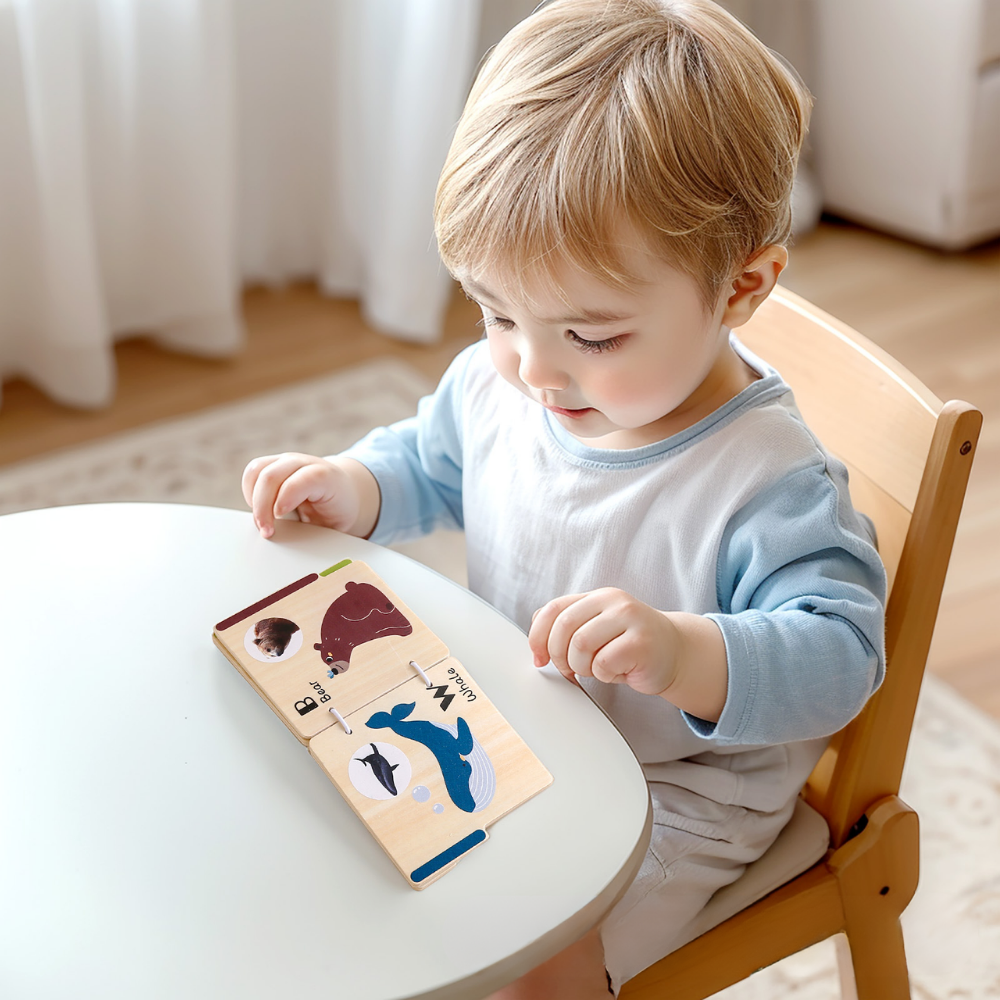 AnimalLearn – Houten Dieren Leerboek voor Peuters
