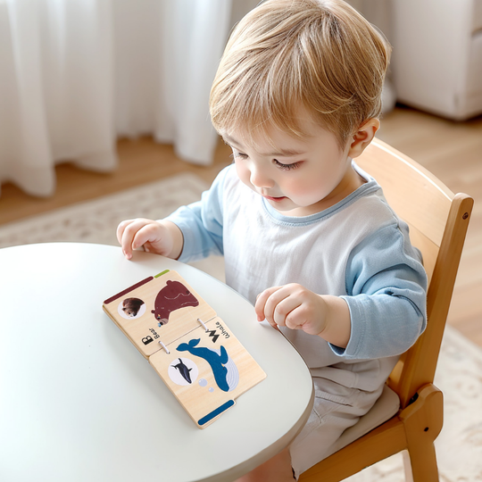 AnimalLearn – Houten Dieren Leerboek voor Peuters