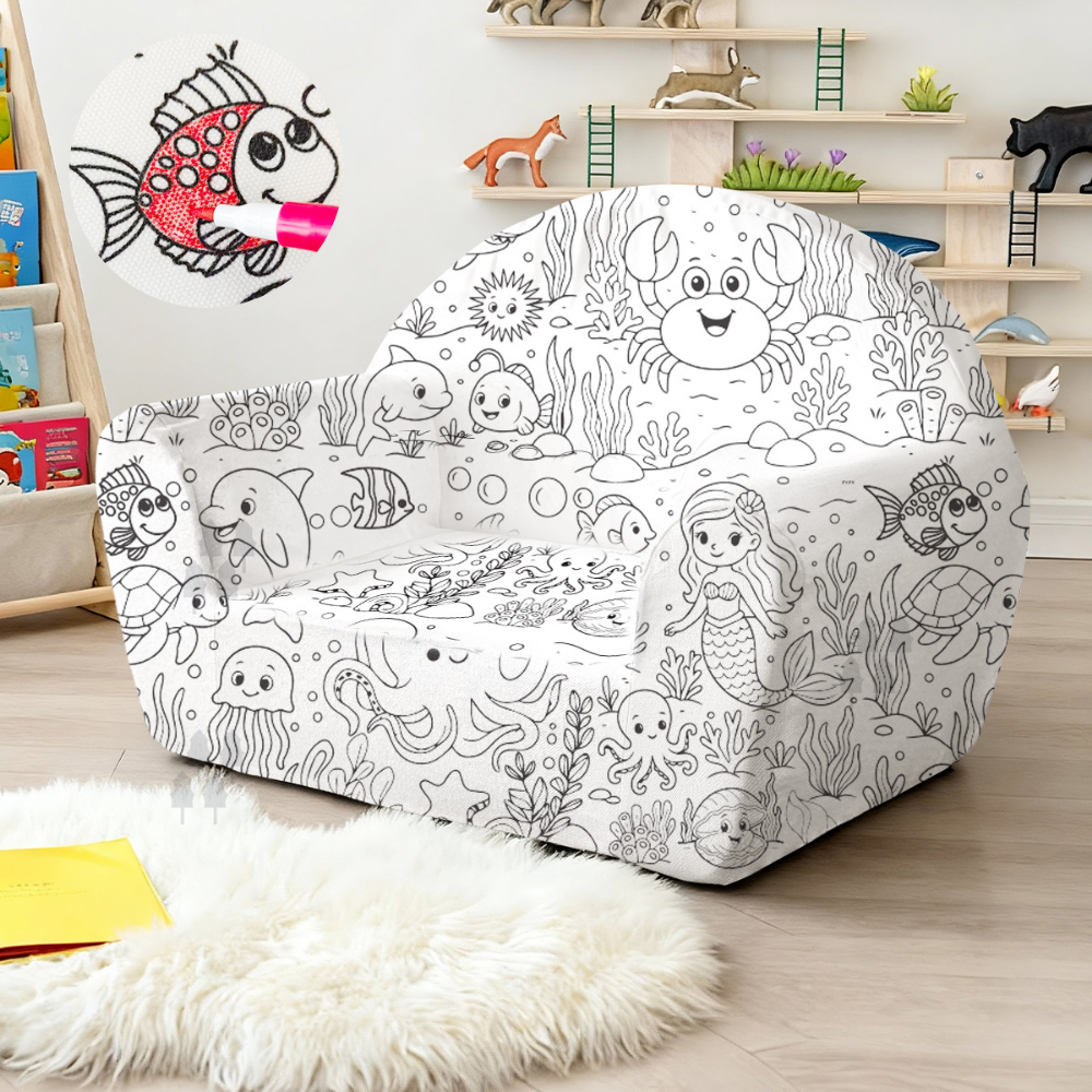 ColorCouch – Inkleurbare Kinderbank met Wasbare Hoes