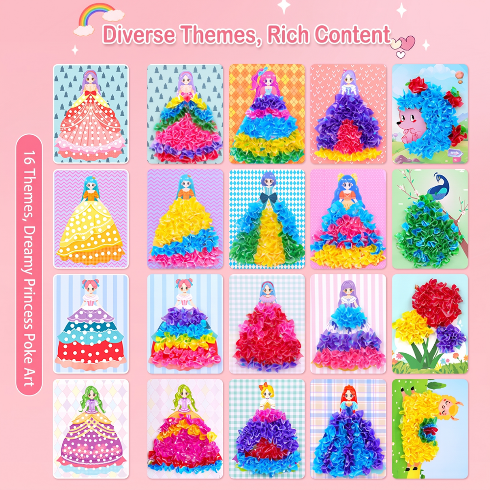 <font dir="auto" style="vertical-align: inherit;"><font dir="auto" style="vertical-align: inherit;">Livre de stickers créatifs pour filles, peinture à la main, tamponnage de princesse, bricolage, jouet éducatif</font></font>
