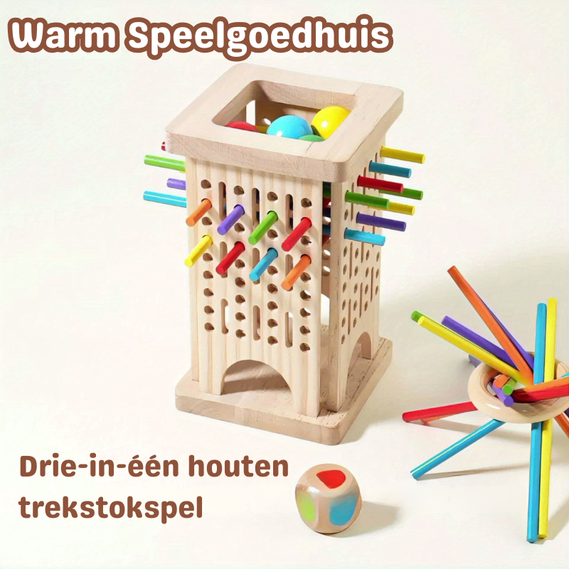 Milo’s Magische Toren™ – Drie-in-één Houten Stokspel