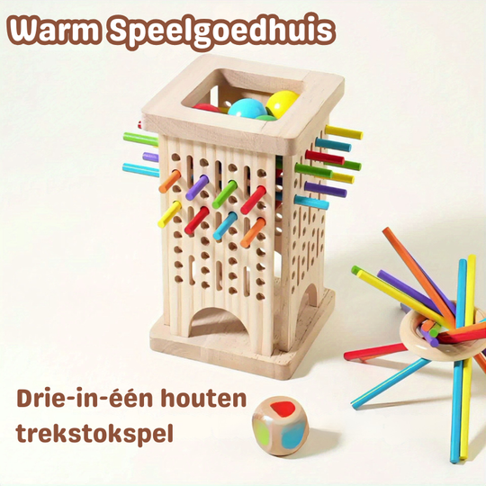 Milo’s Magische Toren™ – Drie-in-één Houten Stokspel