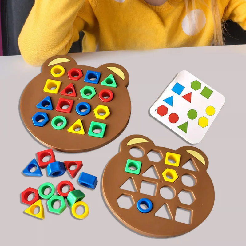 ShapeMatch™ – Montessori Vormenspel – Educatief Peuterspeelgoed met Kleuren & Kaarten