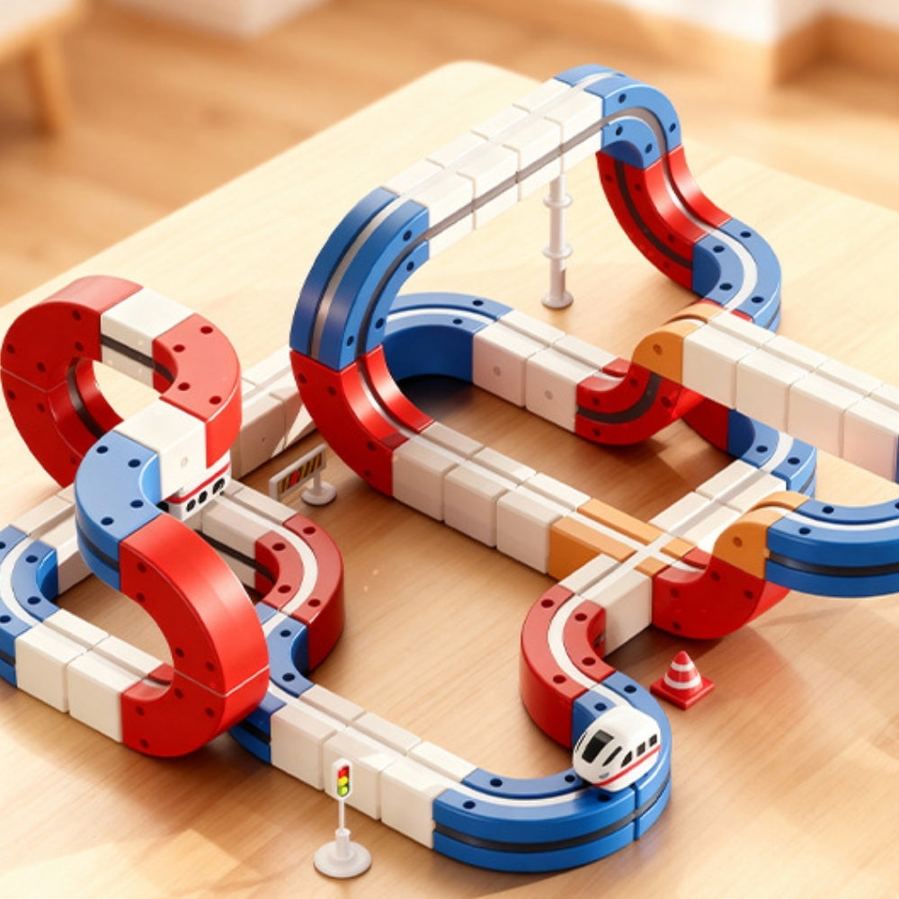 <font dir="auto" style="vertical-align: inherit;"><font dir="auto" style="vertical-align: inherit;">Jouet magnétique pour enfants, double voie électrique, assemblage de train cube magique, pour garçons, bricolage</font></font>