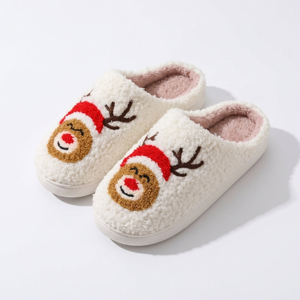 FeestStep – Pluizige Pantoffels met Kerstmotieven
