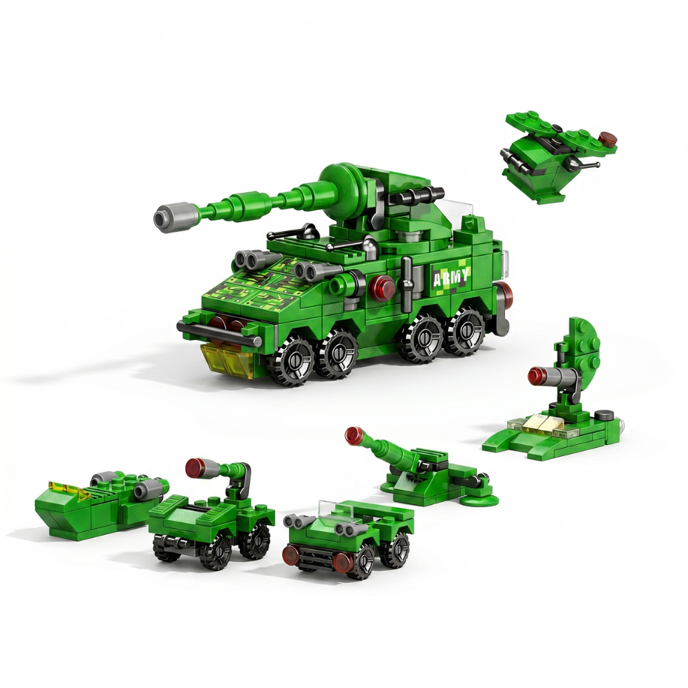 TacticalBuilder – 6-in-1 Militair Voertuig Bouwset (135–139 Stuks)