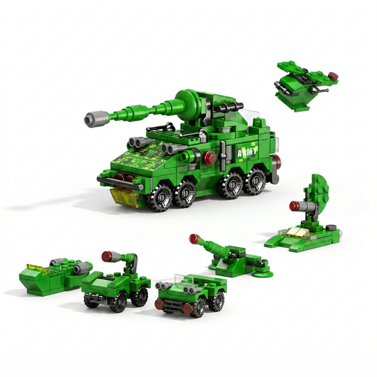 TacticalBuilder – 6-in-1 Militair Voertuig Bouwset (135–139 Stuks)