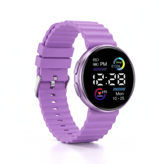 GlowFit – Rond LED Sporthorloge met Siliconen Band