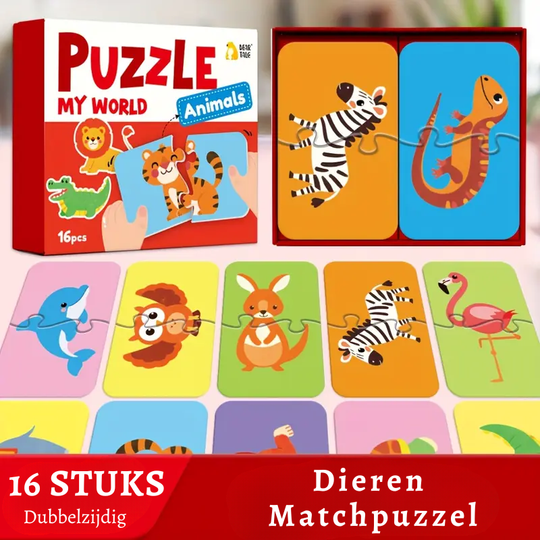 EduMatch™ – 16-delige Educatieve Legpuzzel voor Peuters & Kleuters