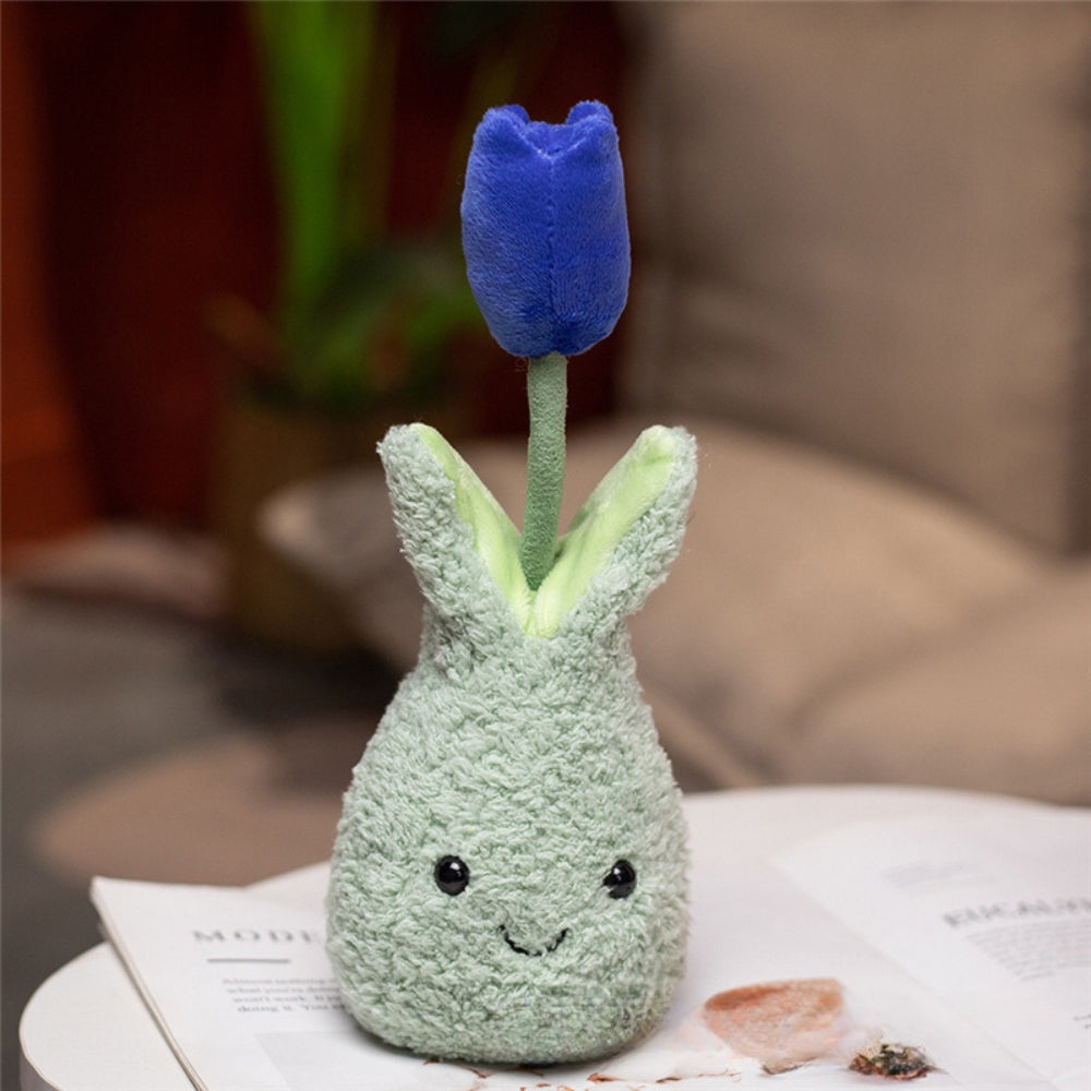 TulipBuddy – Pluche Tulp in Glimlachende Vaas