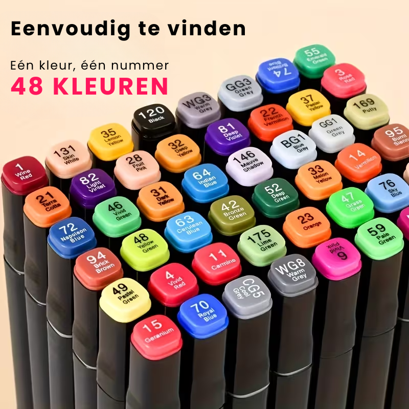 ColorMaster™ – 24/48/60/80 Dubbelzijdige Markers – Teken- & Sketch Pennen