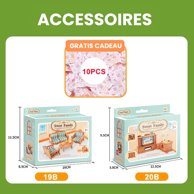 TinyVilla™ – 1:12 Poppenhuis Meubelpakket – Keuken & Dinette