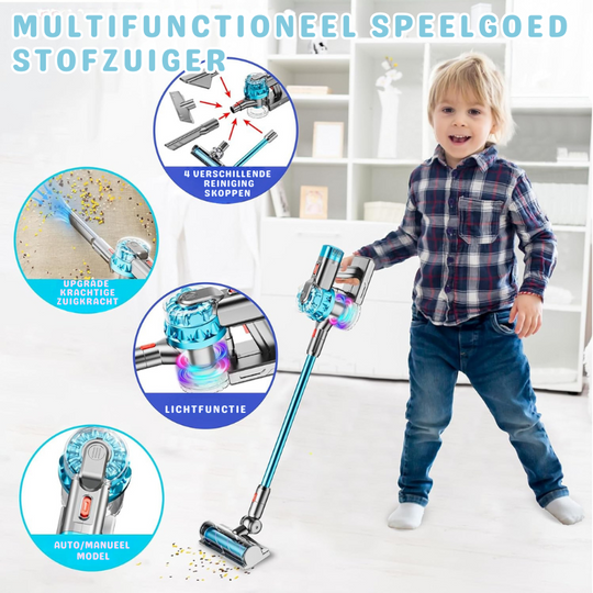 TinyHelper™ – Realistische Speelgoedstofzuiger – 4-in-1 Licht & Geluid
