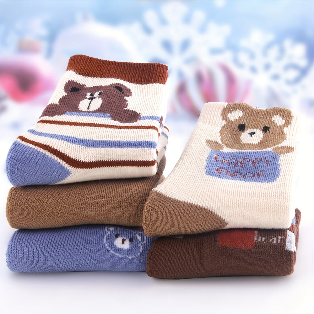 BearWarm™ – 4-Pack Jongens Winter Sokken Set – Dikke Gebreide Sokken