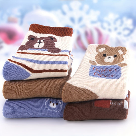 BearWarm™ – 4-Pack Jongens Winter Sokken Set – Dikke Gebreide Sokken