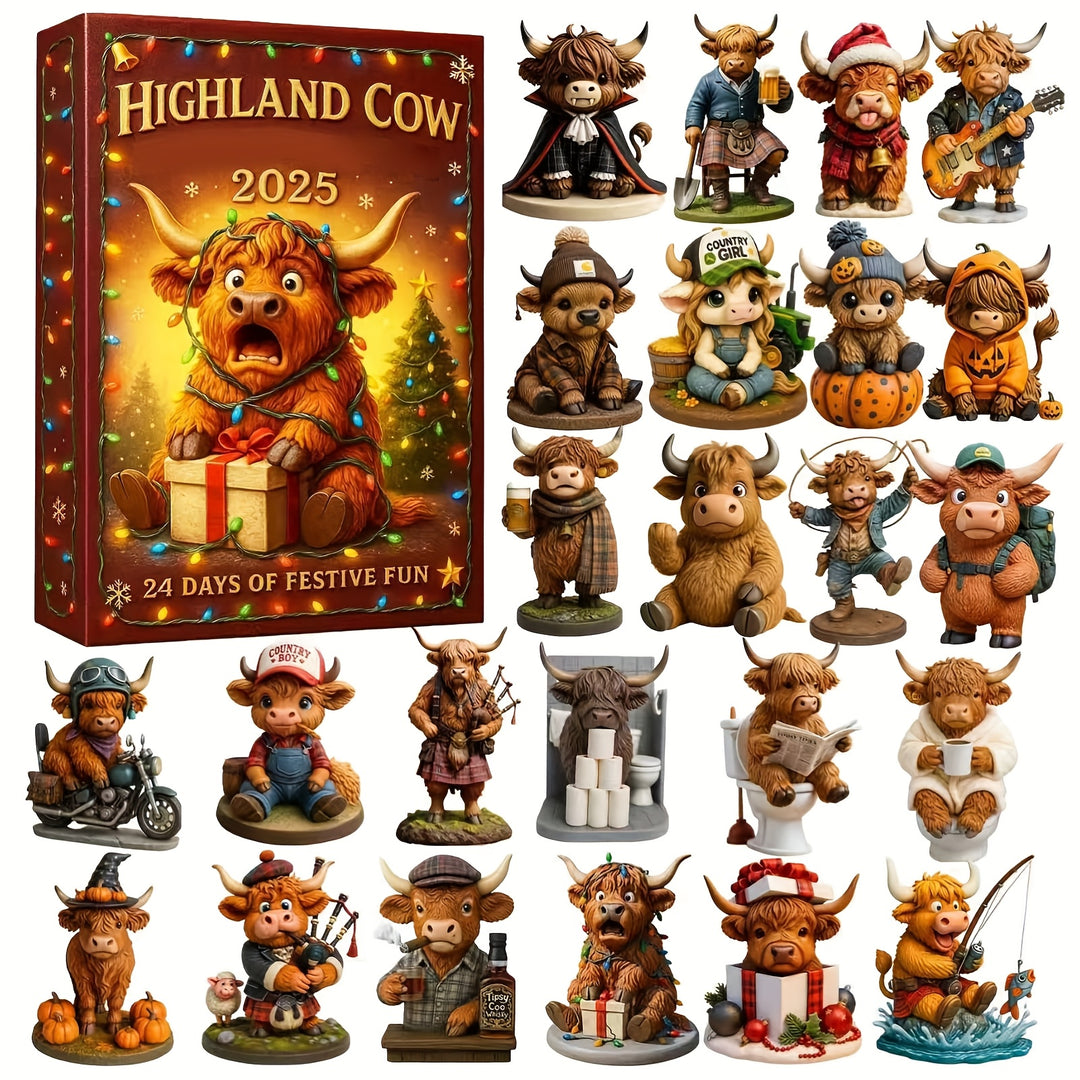3D Highland Cow Adventskalender 2025 – Kerstbeleving in 24 Unieke Figuren