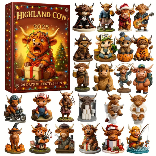 3D Highland Cow Adventskalender 2025 – Kerstbeleving in 24 Unieke Figuren