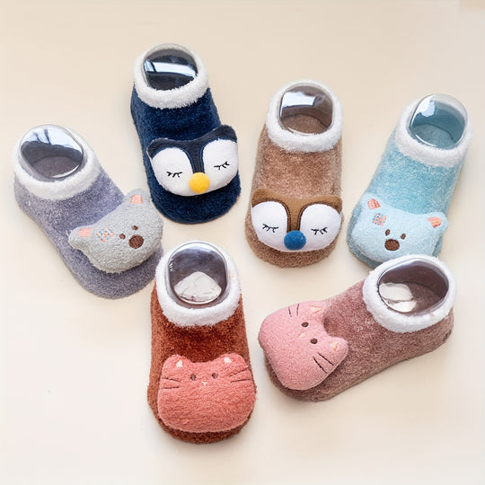 SnugFoot™ – Antislip Sokken voor Meisjes – Zachte & Schattige Dierendesigns (0–5 Jaar)