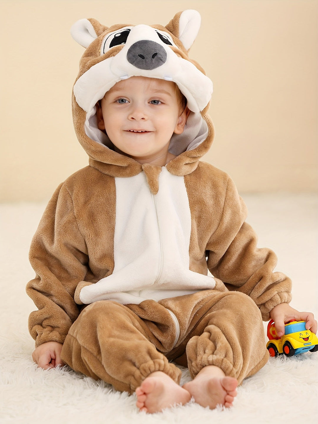 FuzzyCub™ – Schattige Dierenromper met Capuchon voor Babyjongens