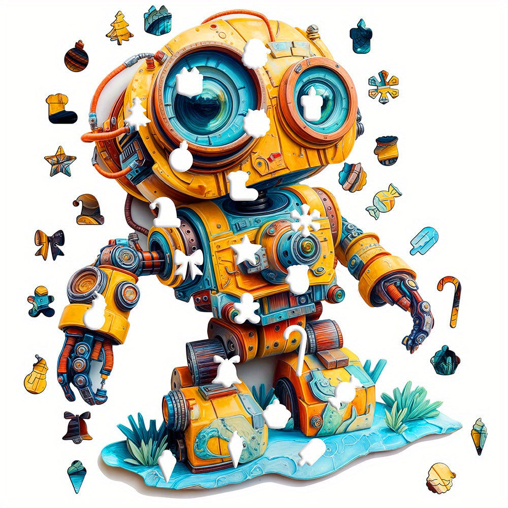 RoboEyes™ – Houten Puzzel met Grote-Ogen Robot