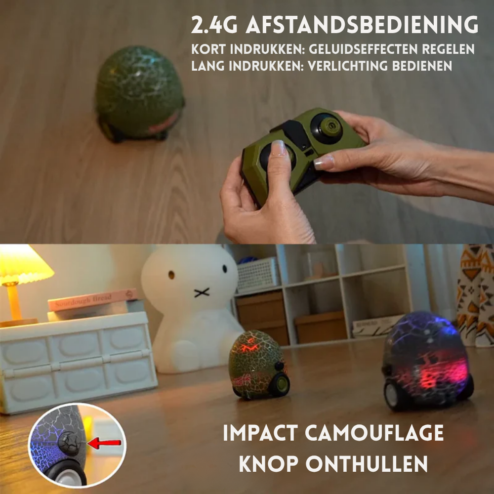 DinoDash – RC Dinosaurus Ei Speelgoed met Afstandsbediening en Licht- en Geluidseffecten
