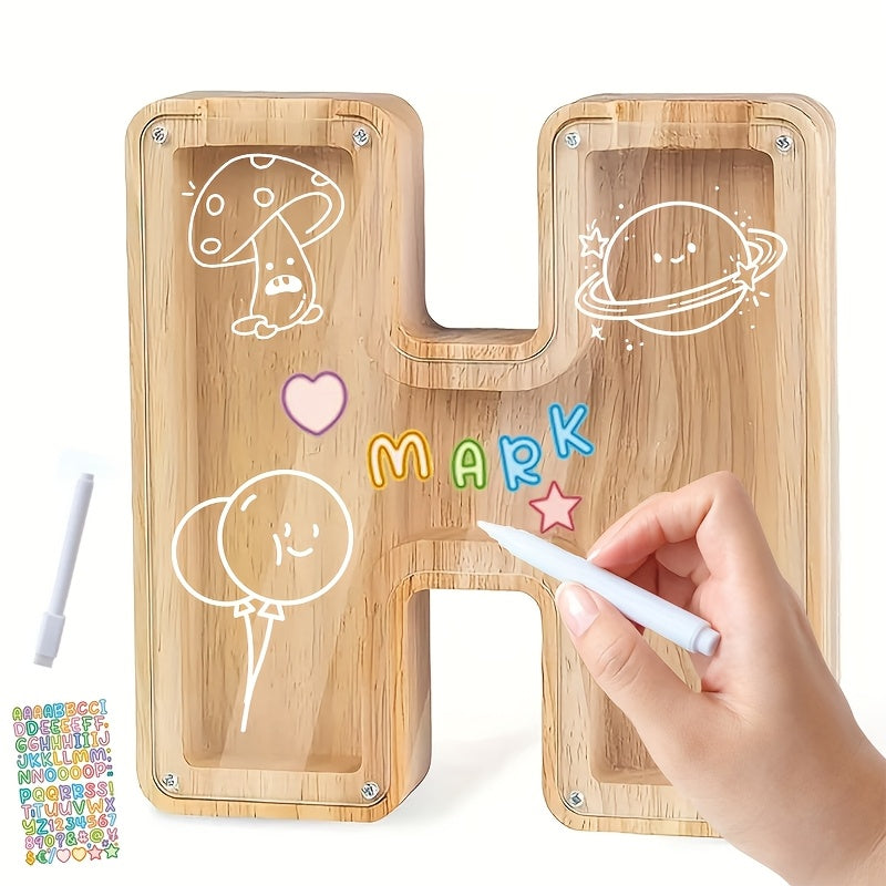 AlphaBank™ – Houten Spaarpot met Alfabet – Kleurrijk & Duurzaam