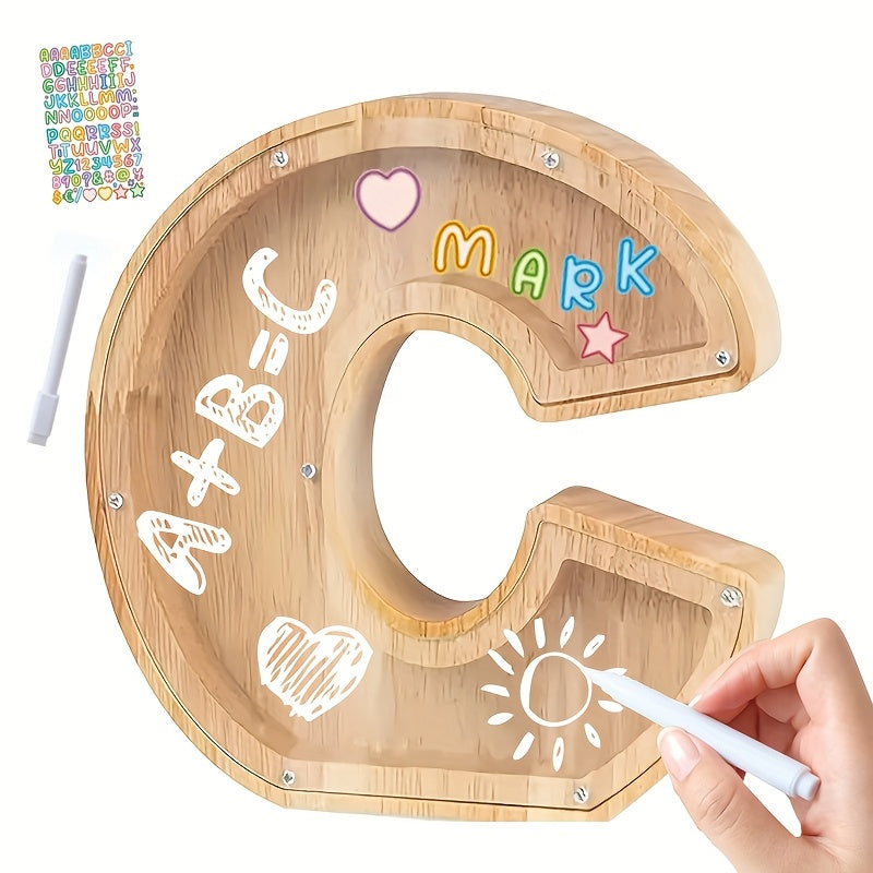 AlphaBank™ – Houten Spaarpot met Alfabet – Kleurrijk & Duurzaam
