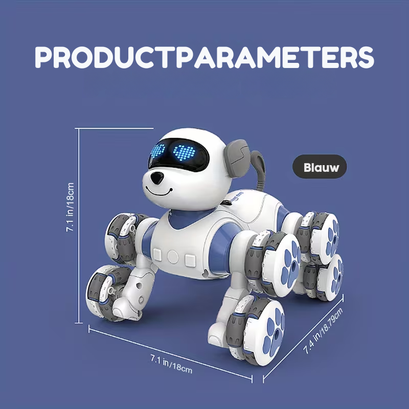 RoboPup™ – 8-Wiel RC Stunt Robot Hond – Gesture Control, Muziek & Licht