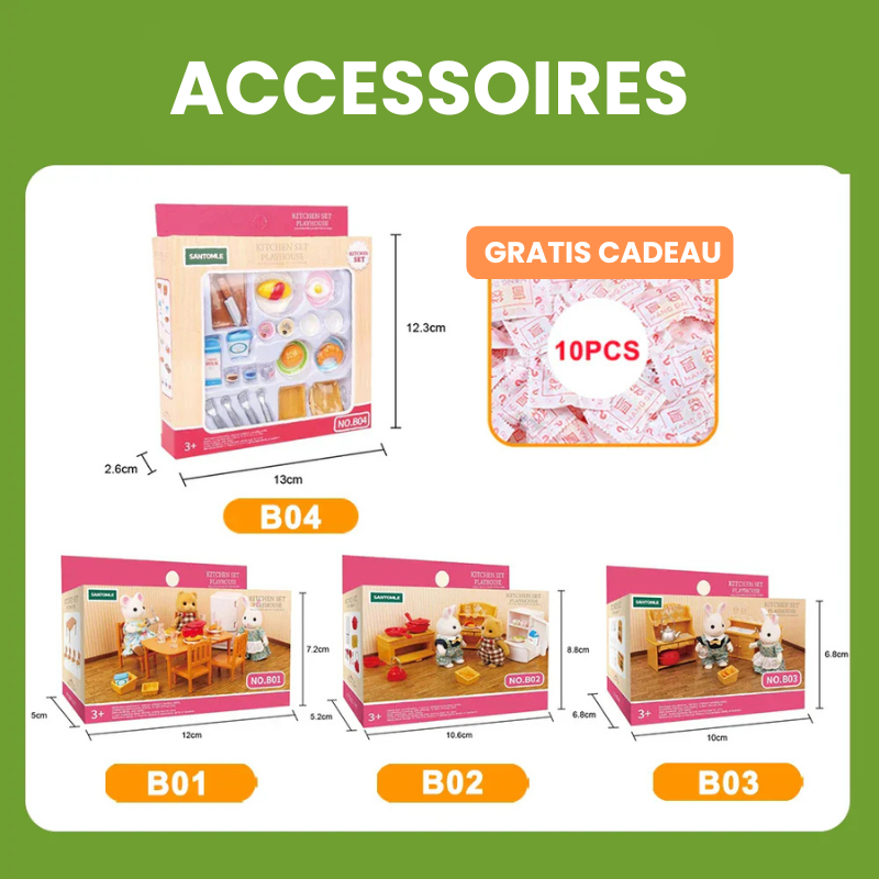 TinyVilla™ – 1:12 Poppenhuis Meubelpakket – Keuken & Dinette