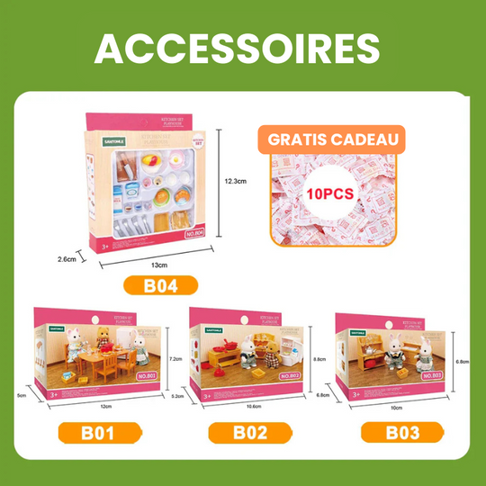 TinyVilla™ – 1:12 Poppenhuis Meubelpakket – Keuken & Dinette