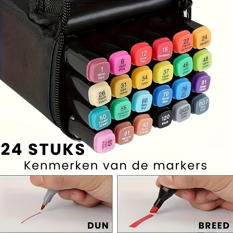 ColorMaster™ – 24/48/60/80 Dubbelzijdige Markers – Teken- & Sketch Pennen