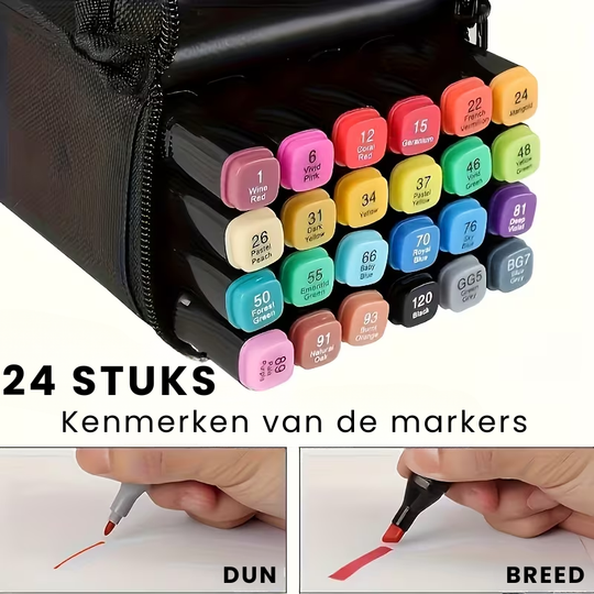 ColorMaster™ – 24/48/60/80 Dubbelzijdige Markers – Teken- & Sketch Pennen