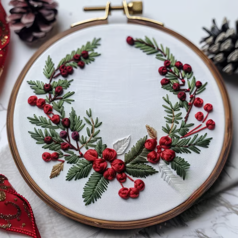 FestiveStitch™ – DIY Kerstborduurset voor Beginners met Winterse Sneeuwscènes