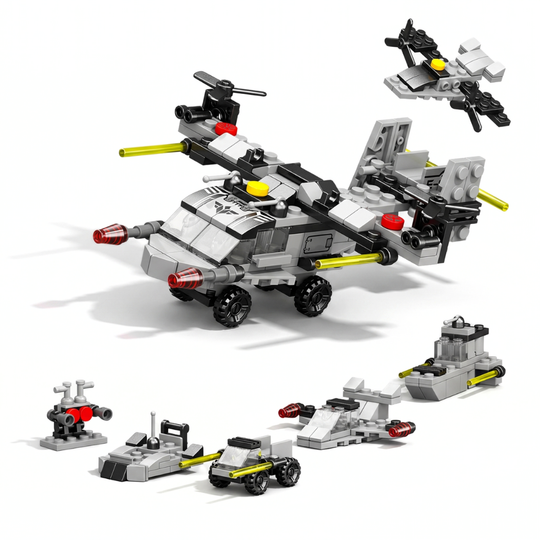 SkyBuilder – 6-in-1 Helikopter Bouwset (117–127 Stuks)
