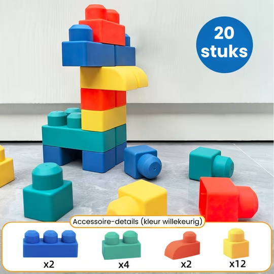 RubbaBuild™ – Grote Zachte Bouwblokken voor Baby’s