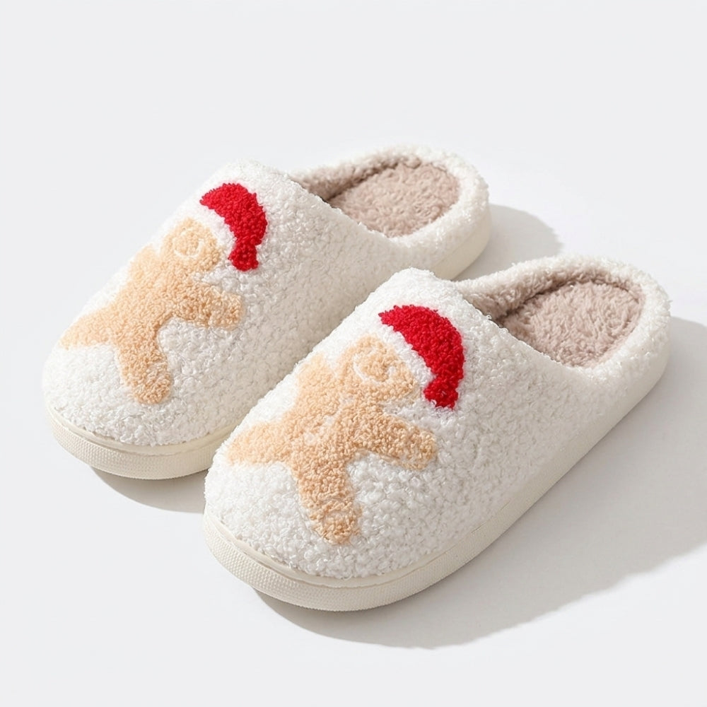 FeestStep – Pluizige Pantoffels met Kerstmotieven
