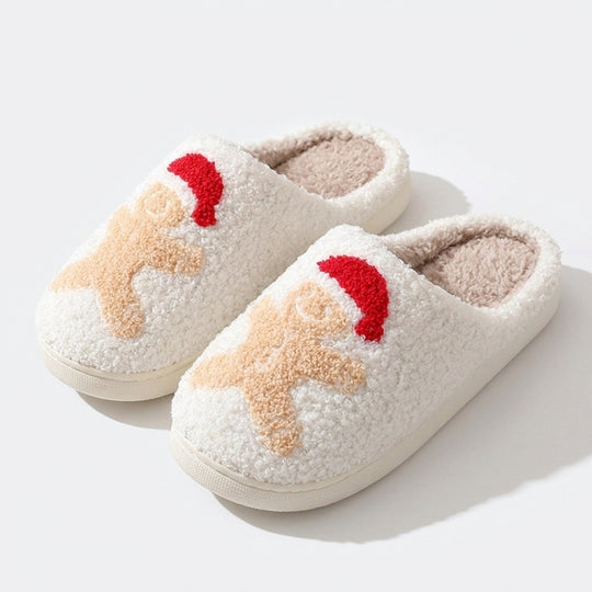 FeestStep – Pluizige Pantoffels met Kerstmotieven