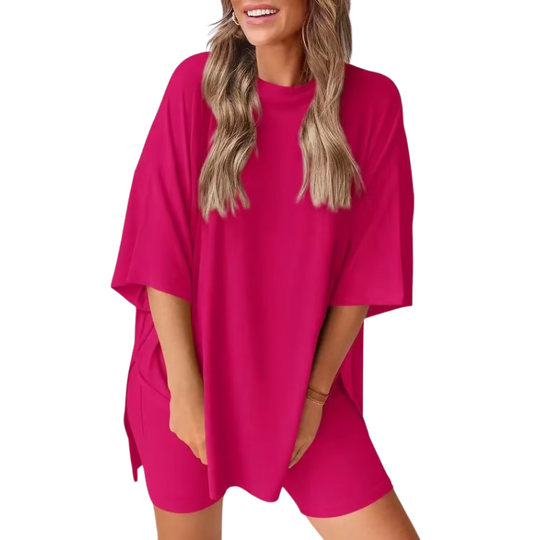 SummerEase™ – 2-delige Dames Set – Luchtige T-shirt & Stretch Shorts