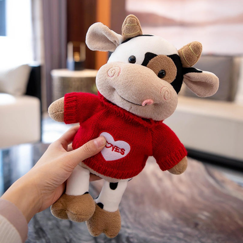 CowCuddle – Schattige Koe Knuffel met Trui & Tasje
