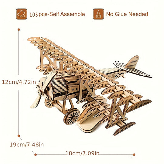 SkyCraft™ – 3D Houten Vintage DIY Vliegtuig Puzzel