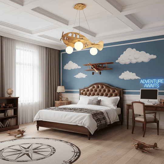 Vliegtuig hanglamp in speelkamer