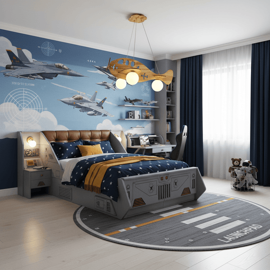 Houten vliegtuig hanglamp kinderkamer decoratie