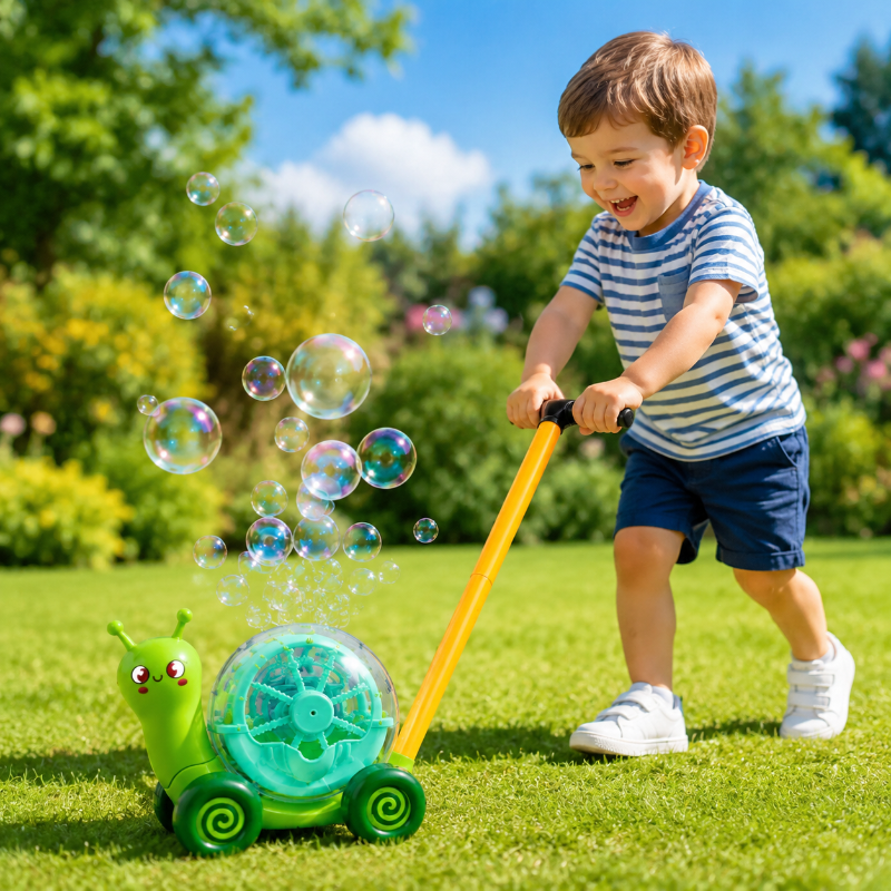 BubbelSlak slak bellenblaas kind speelt buiten - Milo & Moon