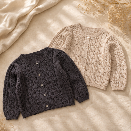 Knoopje gebreid kinder vest - Milo & Moon