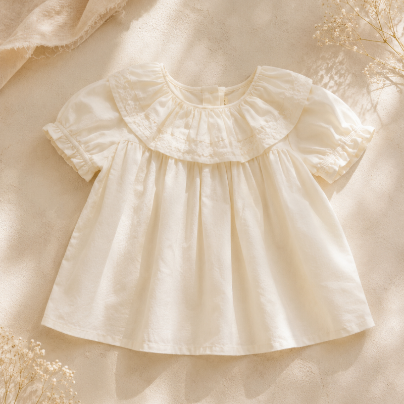 Fleurette kinder top met ruffle kraag - Milo & Moon