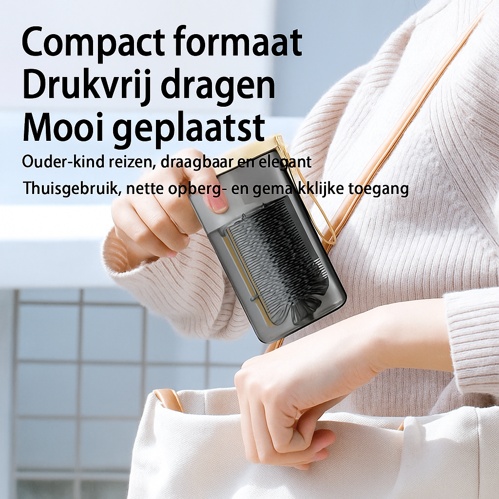 TravelBrush™ – Compacte Flessenborstelset voor Onderweg – Complete Reisset voor Babyflessen