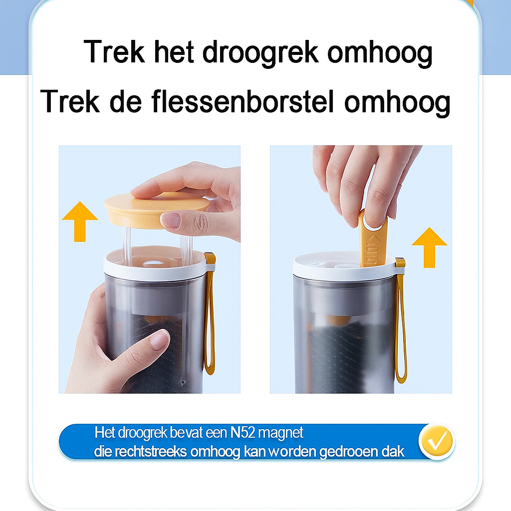 TravelBrush™ – Compacte Flessenborstelset voor Onderweg – Complete Reisset voor Babyflessen