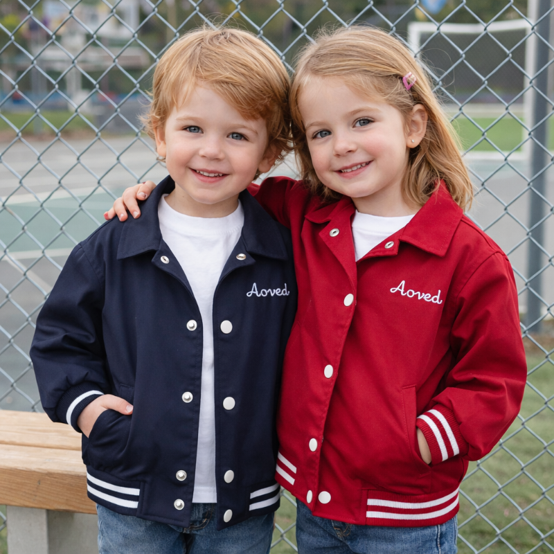 VarsityVos kinder baseball jas gedragen buiten - Milo & Moon