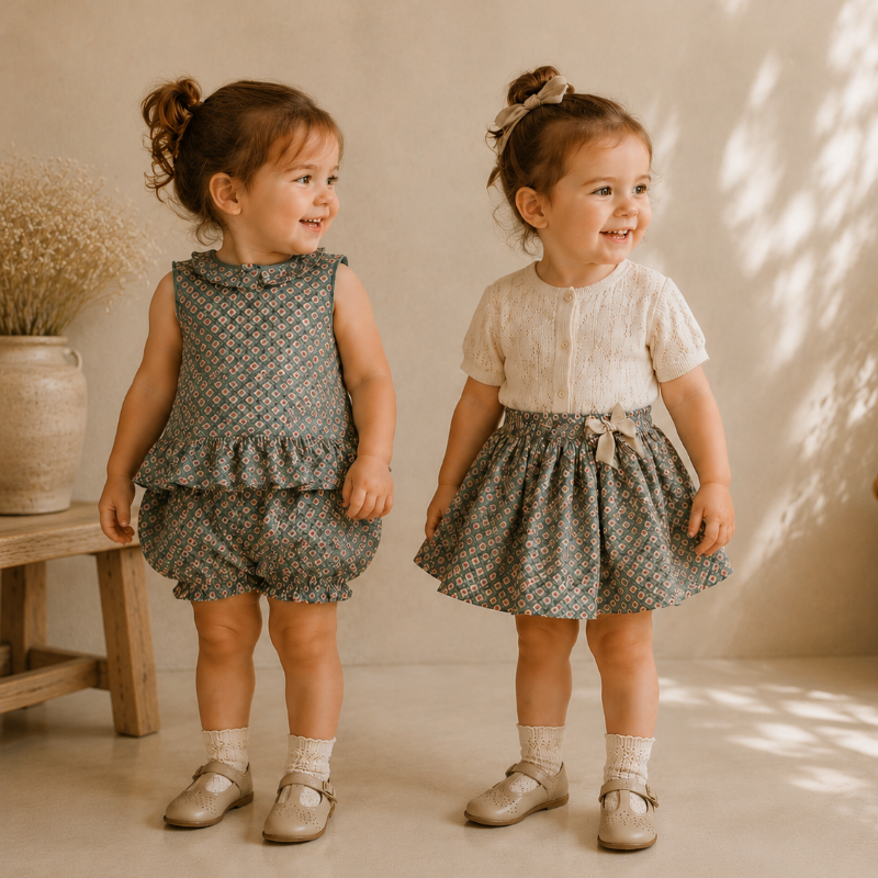Madeliefje 3-delige set bloomer rok blouse - Milo & Moon