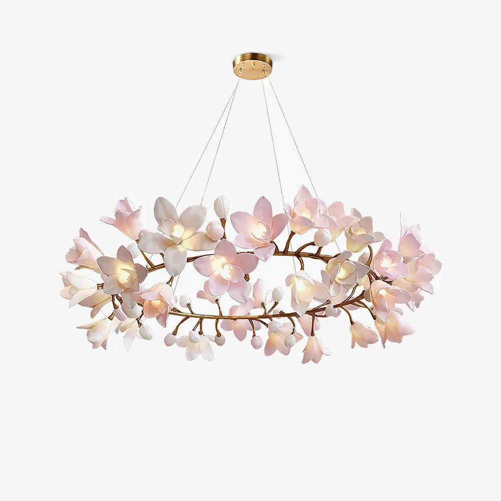 BloesemRing messing kroonluchter met bloesems